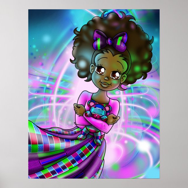 Happy African American Girl Colorful Poster (Front)