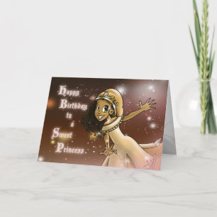 Happy African American Princess Birthday Card