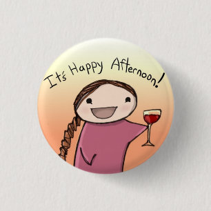 happy afternoon 3 cm round badge