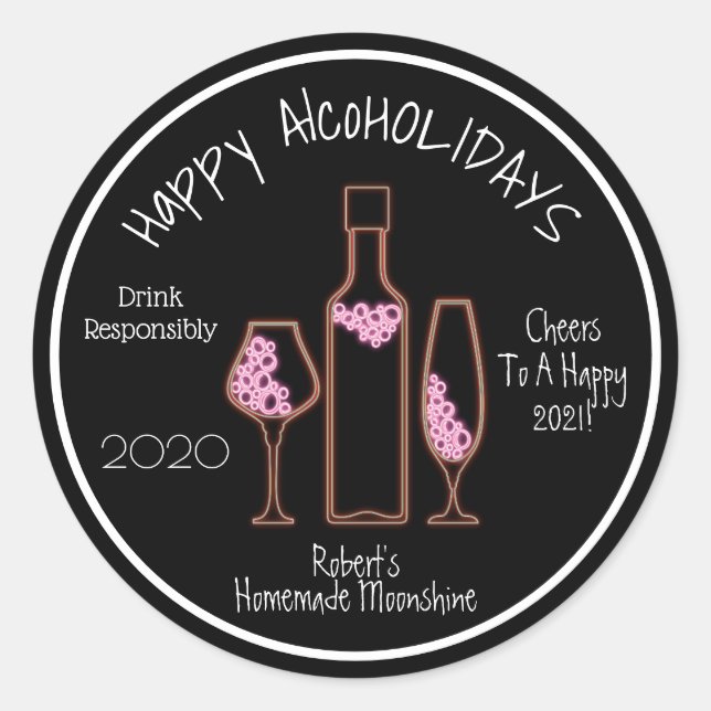 Happy AlcoHOLIDAYS Personalised Classic Round Sticker (Front)