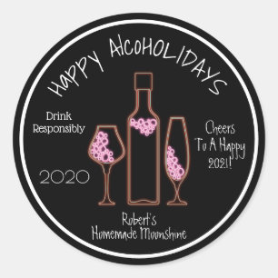 Happy AlcoHOLIDAYS Personalised Classic Round Sticker