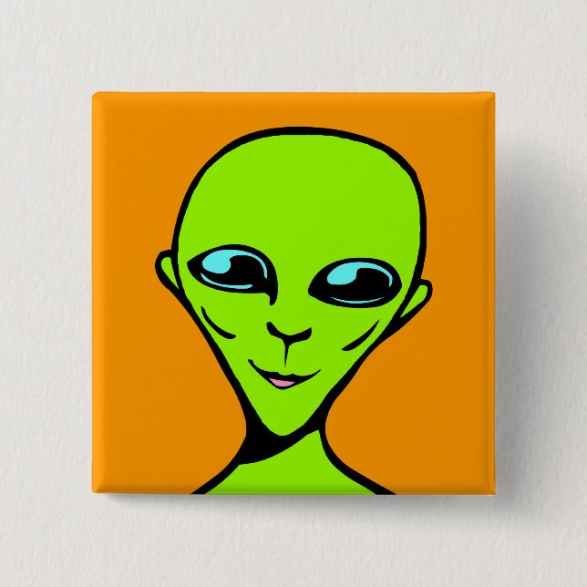 Happy Alien/ET 15 Cm Square Badge (Front)