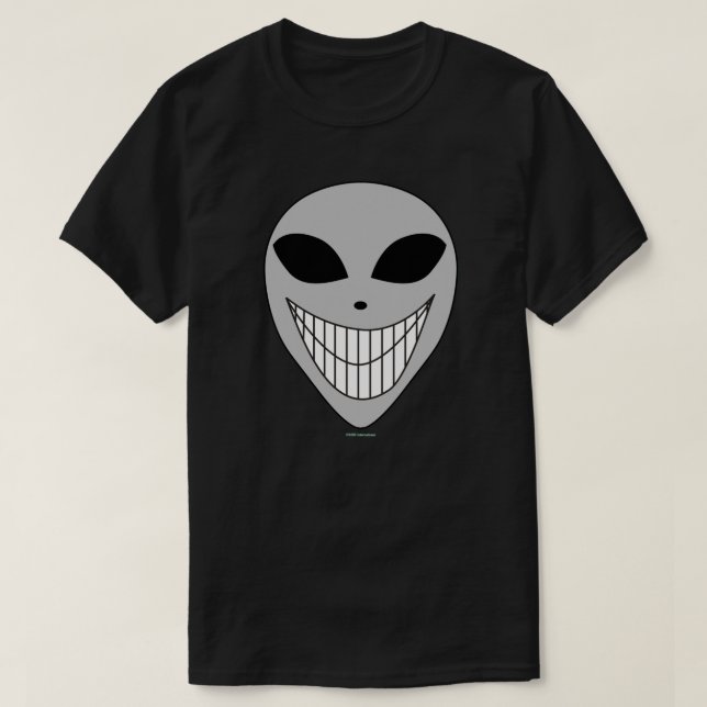 Happy Alien Smile Teeth Cosmic Science Fiction  T-Shirt (Design Front)