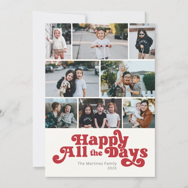 Happy All the Days Photo Red Holiday Card (Front)