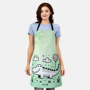 Happy Alligator with Balloon - Cute Nursery Art Apron