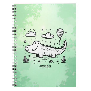 Happy Alligator with Balloon - Cute Nursery Art Notebook