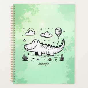 Happy Alligator with Balloon - Cute Nursery Art Planner