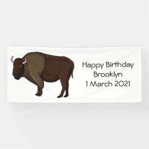 Happy American bison buffalo illustration Banner