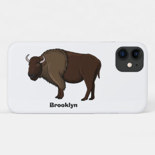 Happy American bison buffalo illustration iPhone 11 Case