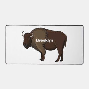 Happy American bison buffalo illustration Desk Mat