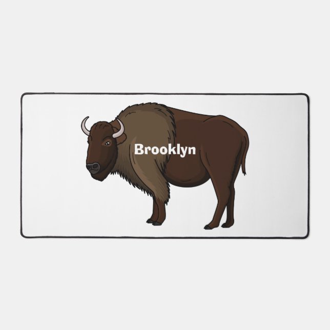 Happy American bison buffalo illustration Desk Mat (Front)