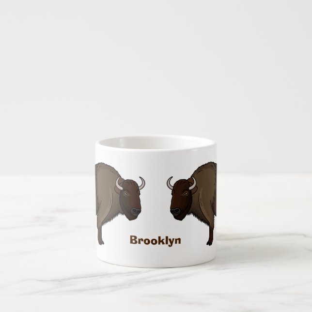 Happy American bison buffalo illustration  Espresso Cup (Front)