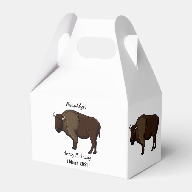 Happy American bison buffalo illustration Favour Box (Front Side)
