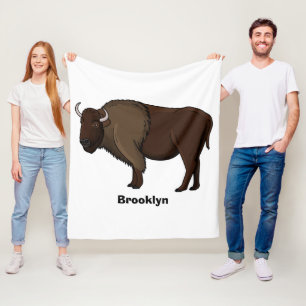 Happy American bison buffalo illustration Fleece Blanket