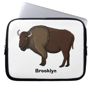 Happy American bison buffalo illustration Laptop Sleeve