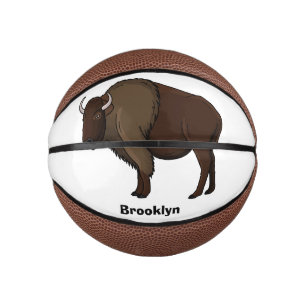 Happy American bison buffalo illustration Mini Basketball