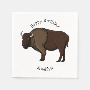 Happy American bison buffalo illustration Napkin
