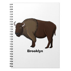 Happy American bison buffalo illustration Notebook