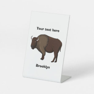 Happy American bison buffalo illustration Pedestal Sign