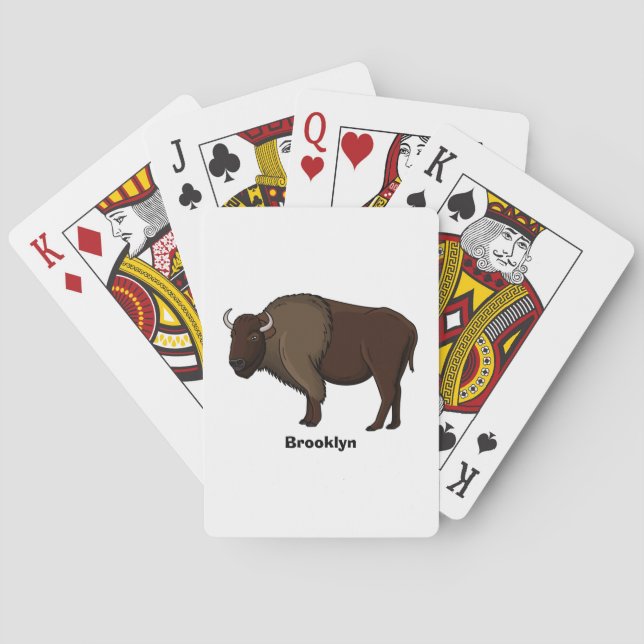 Happy American bison buffalo illustration  Playing Cards (Back)