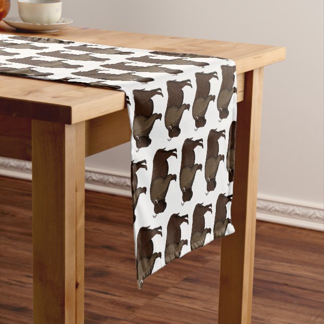 Happy American bison buffalo illustration Short Table Runner (In Situ)