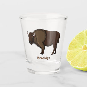 Happy American bison buffalo illustration Shot Glass