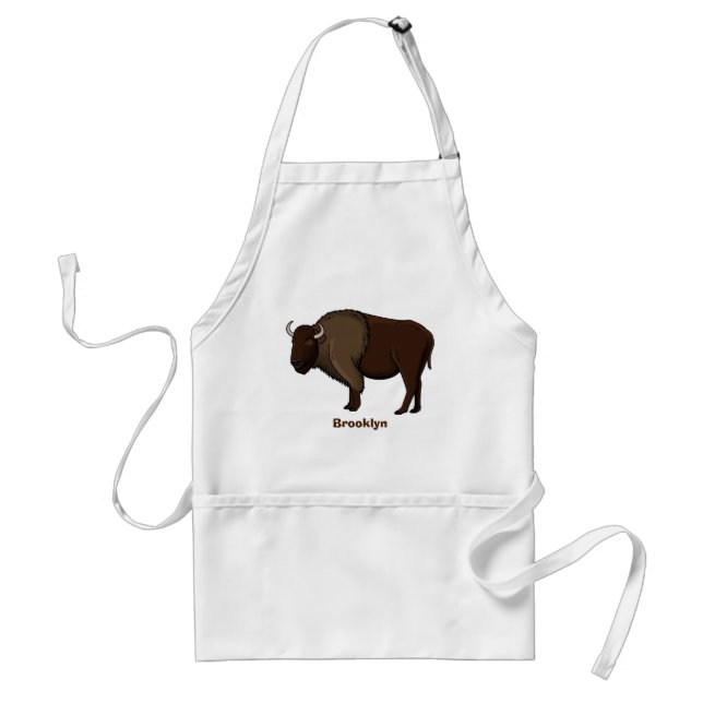 Happy American bison buffalo illustration Standard Apron (Front)