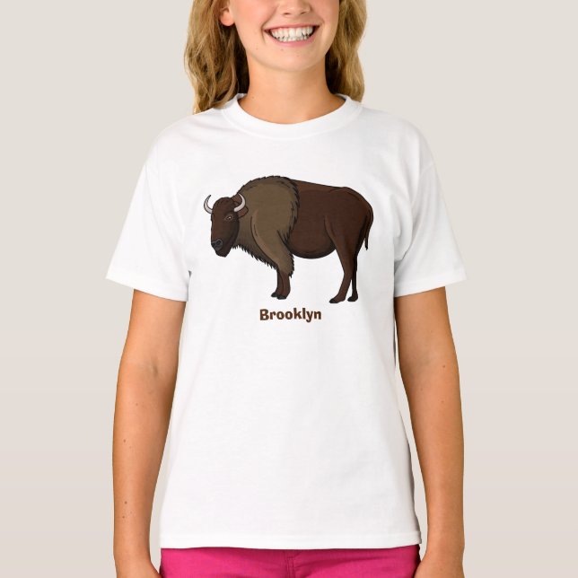 Happy American bison buffalo illustration T-Shirt (Front)