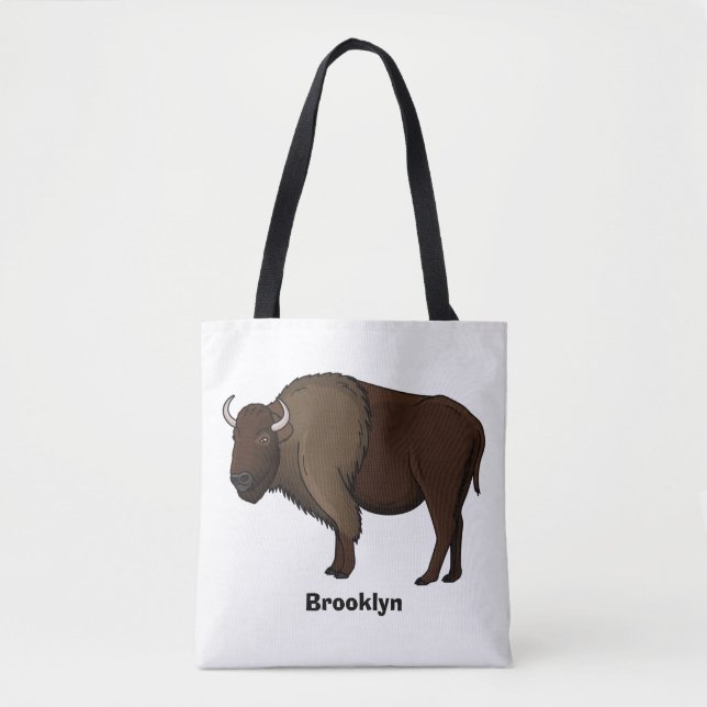 Happy American bison buffalo illustration Tote Bag (Front)