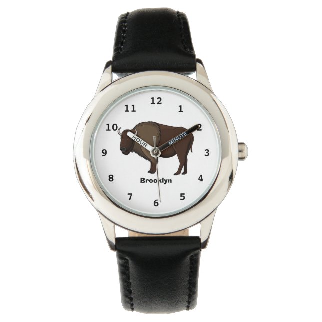 Happy American bison buffalo illustration Watch (Front)