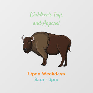 Happy American bison buffalo illustration Window Cling