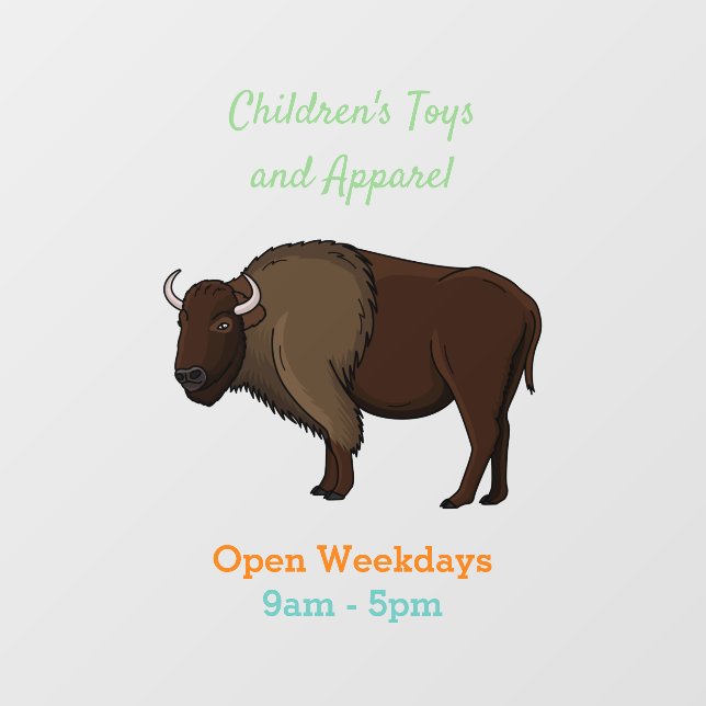 Happy American bison buffalo illustration Window Cling (Sheet)