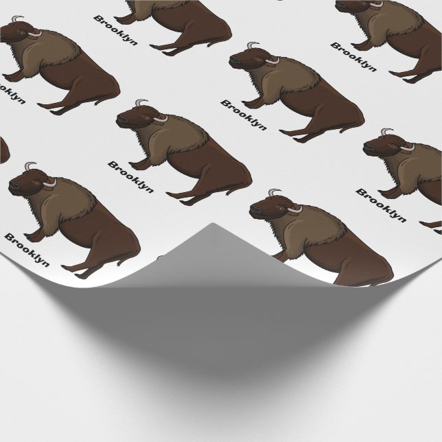 Happy American bison buffalo illustration  Wrapping Paper (Corner)
