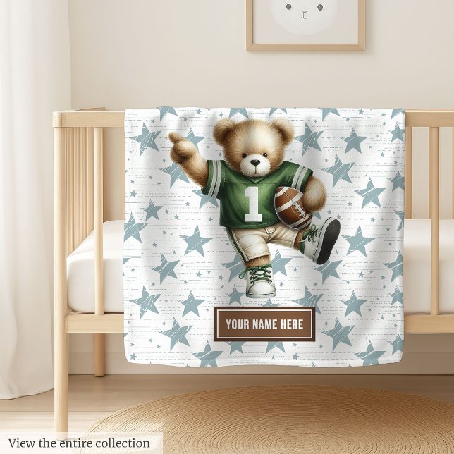 Happy American Football Teddy Bear Custom Kids Fleece Blanket (Happy American Football Teddy Bear Custom Kids Fleece Blanket )