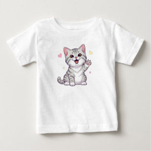 Happy American Shorthair Cat Illustration Baby T-Shirt