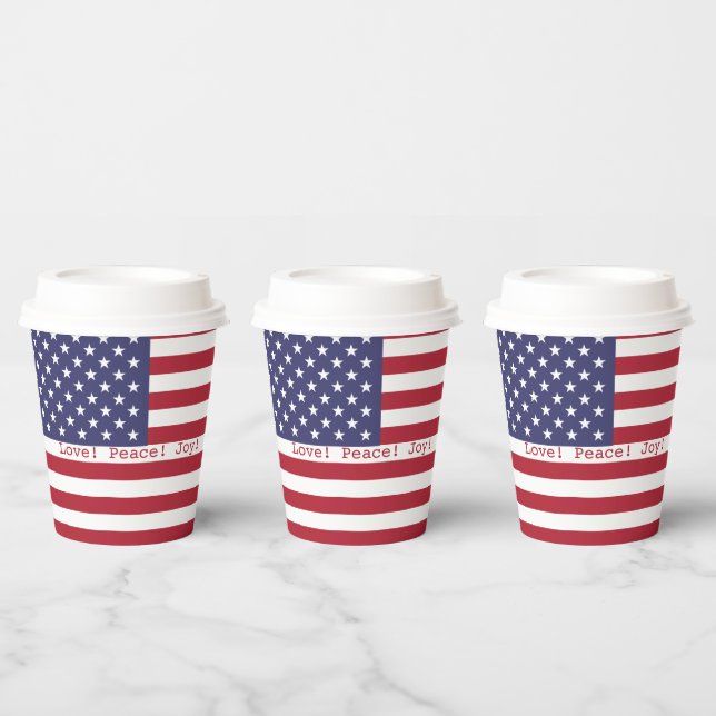 Happy! American USA Flag 4th of July Personalise Paper Cups (Multi)