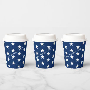 Happy! American USA Flag 4th of July Personalize Paper Cups
