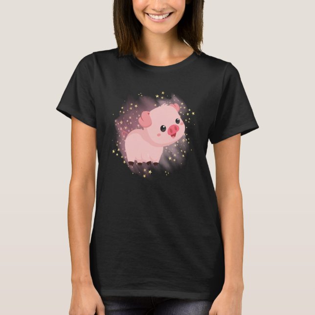 Happy and adorable Baby Piggy for women and Girls T-Shirt (Front)