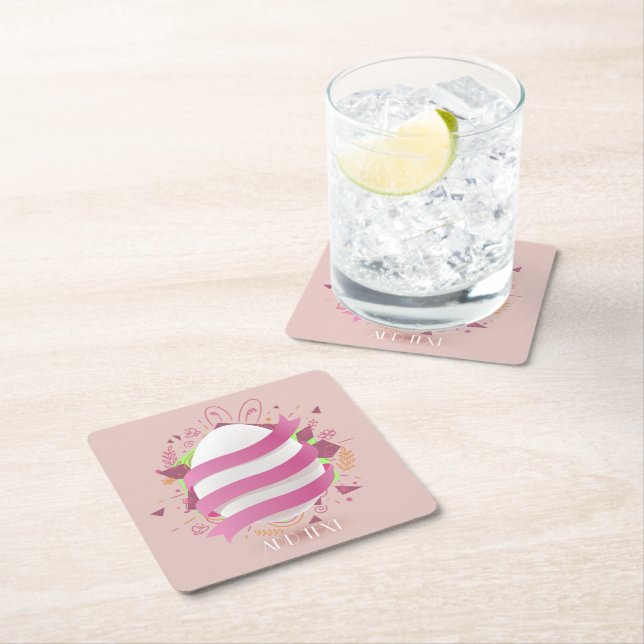 Happy and blessed Easter Square Paper Coaster (Insitu)