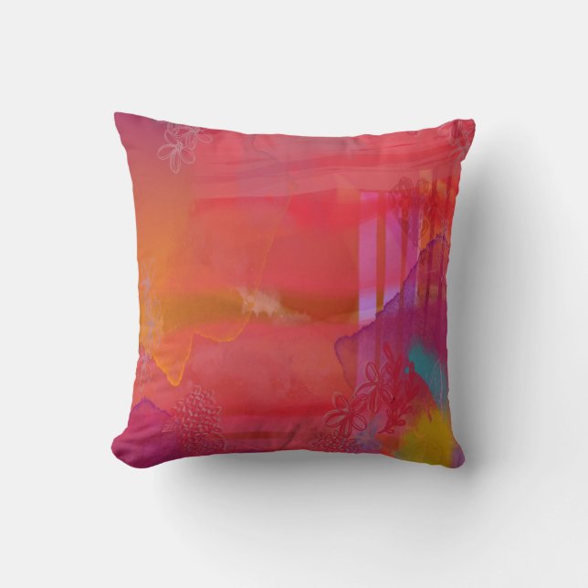 Happy and Bright Colorful Mixed Media Cushion (Front)