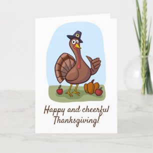 Happy And Cheerful Thanksgiving Thank You Card