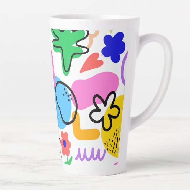 Happy and colorful abstract designs latte mug (Right)