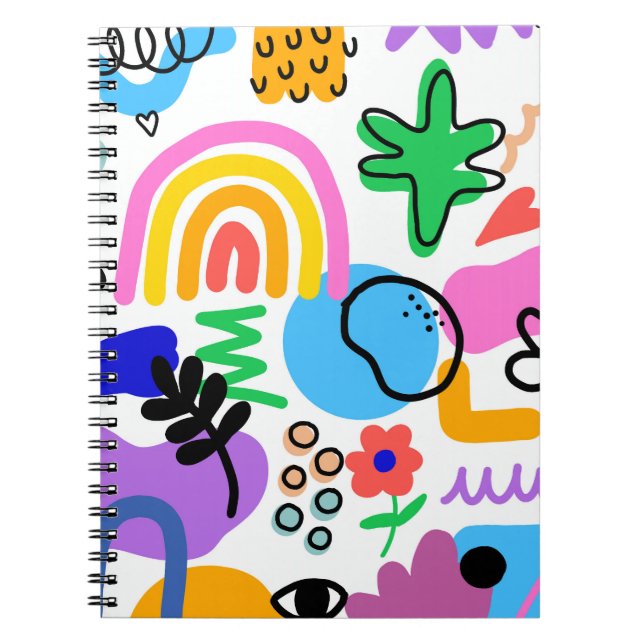 Happy and colorful abstract designs notebook (Front)