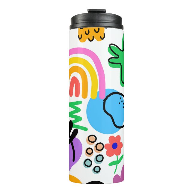 Happy and colorful abstract designs thermal tumbler (Front)