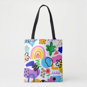 Happy and colorful abstract designs tote bag