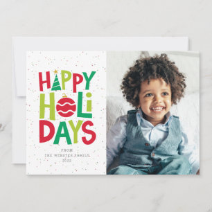 Happy and colourful two photo fun holiday card