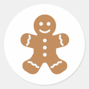 Happy and Cute Gingerbread Man Classic Round Sticker