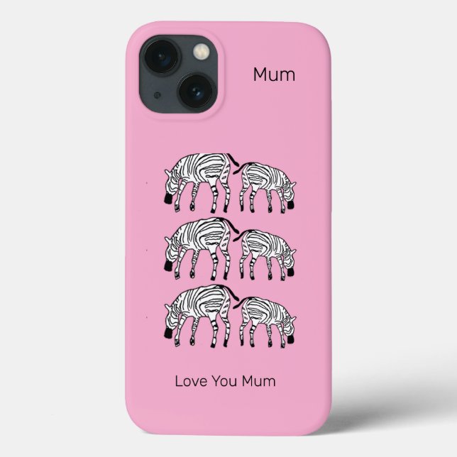 Happy and Cute Kenya Zebras Mum's Case-Mate iPhone Case (Back)