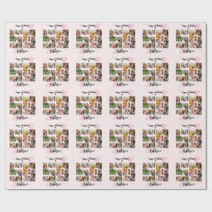 Happy and Fabulous 50th Birthday Multi Photo Wrapping Paper