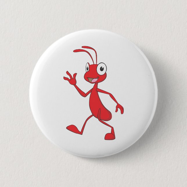 Happy and Friendly Ant Walking 6 Cm Round Badge (Front)
